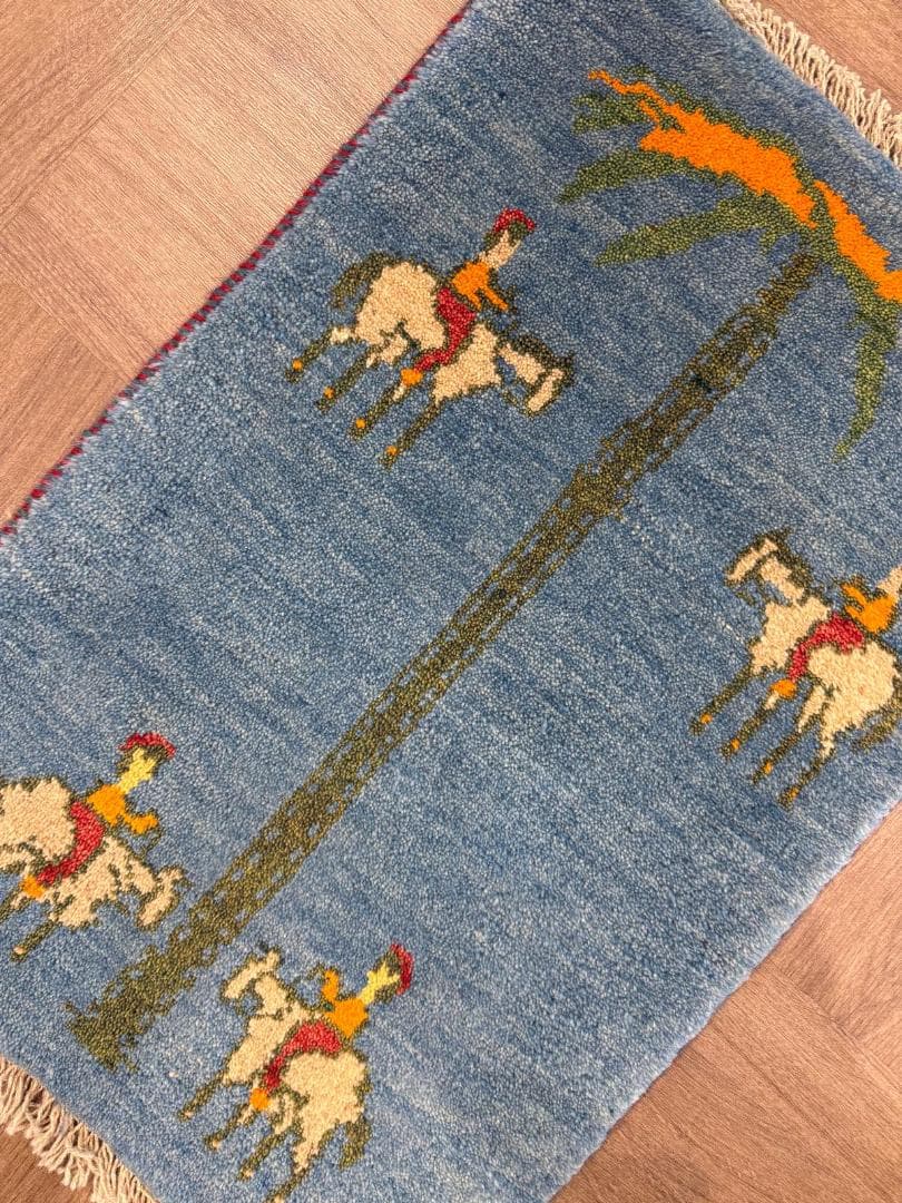 ギャッベ 75x57cm ペルシャ絨毯 手織り ギャベ 玄関マットラグ 絨毯