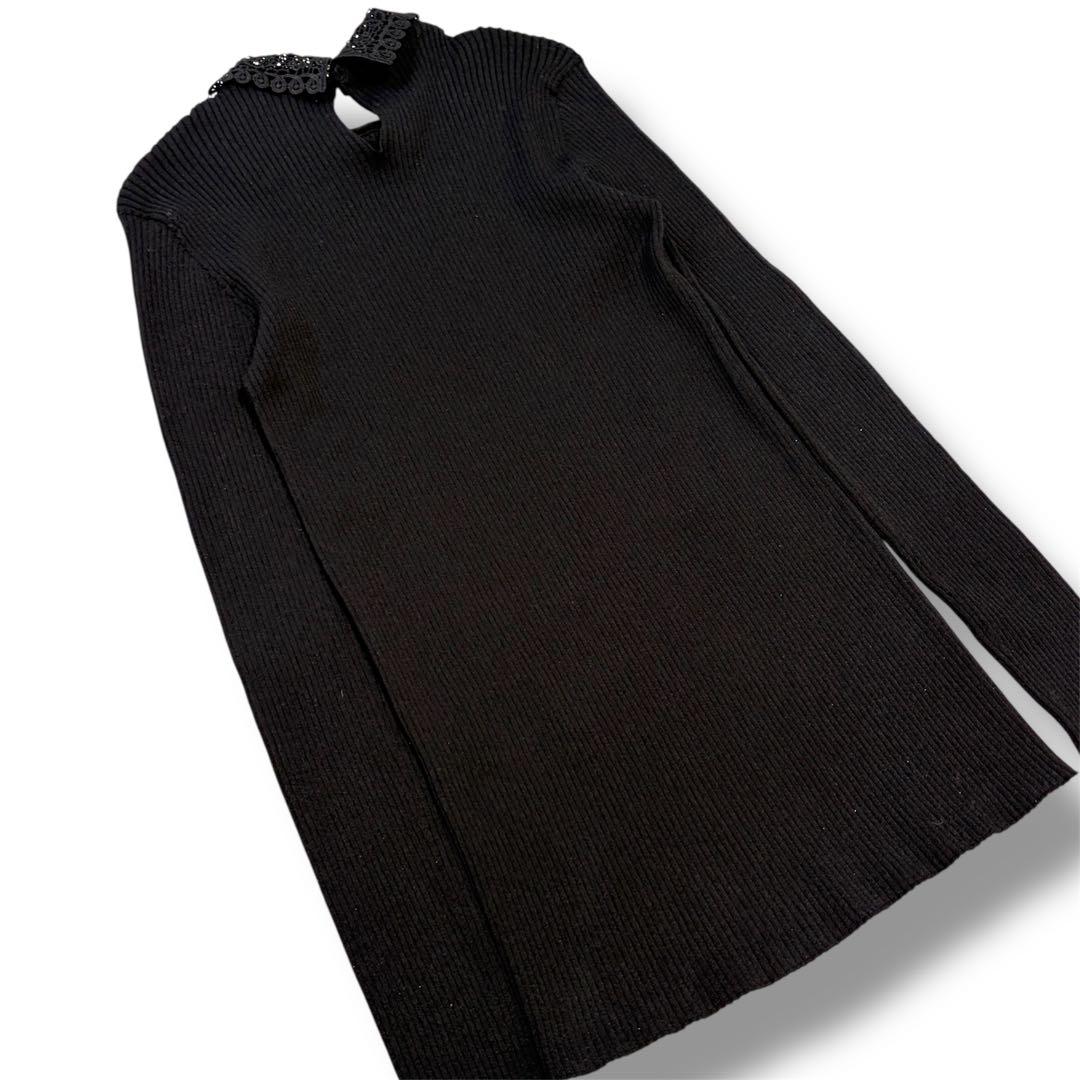 【極美品】IENA イエナ　襟ホールガーメント リブプルオーバー　ブラック