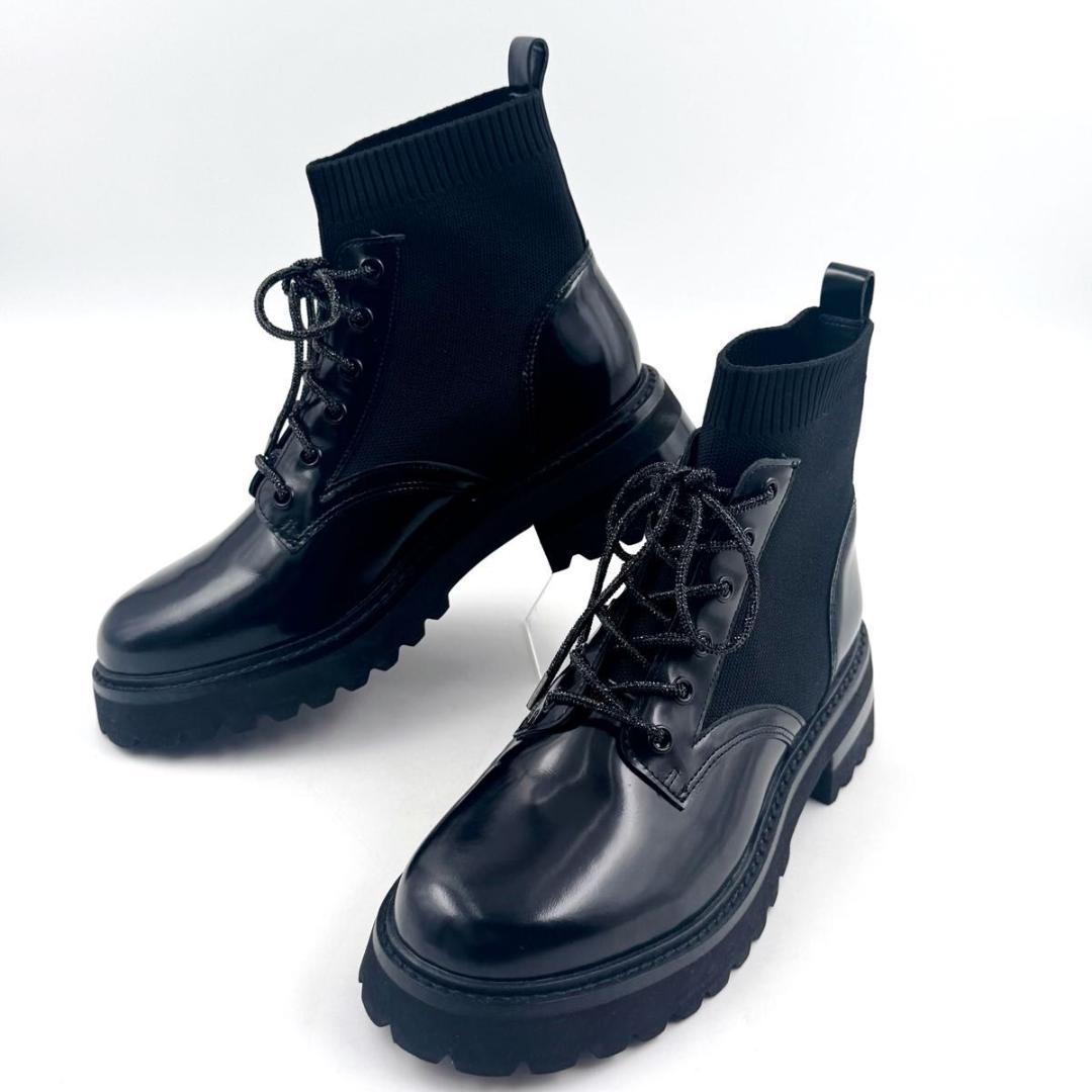 ⭐未使用⭐スタッカート　リード　ニット　コンビ　レースアップ　ブーツ　24.5
