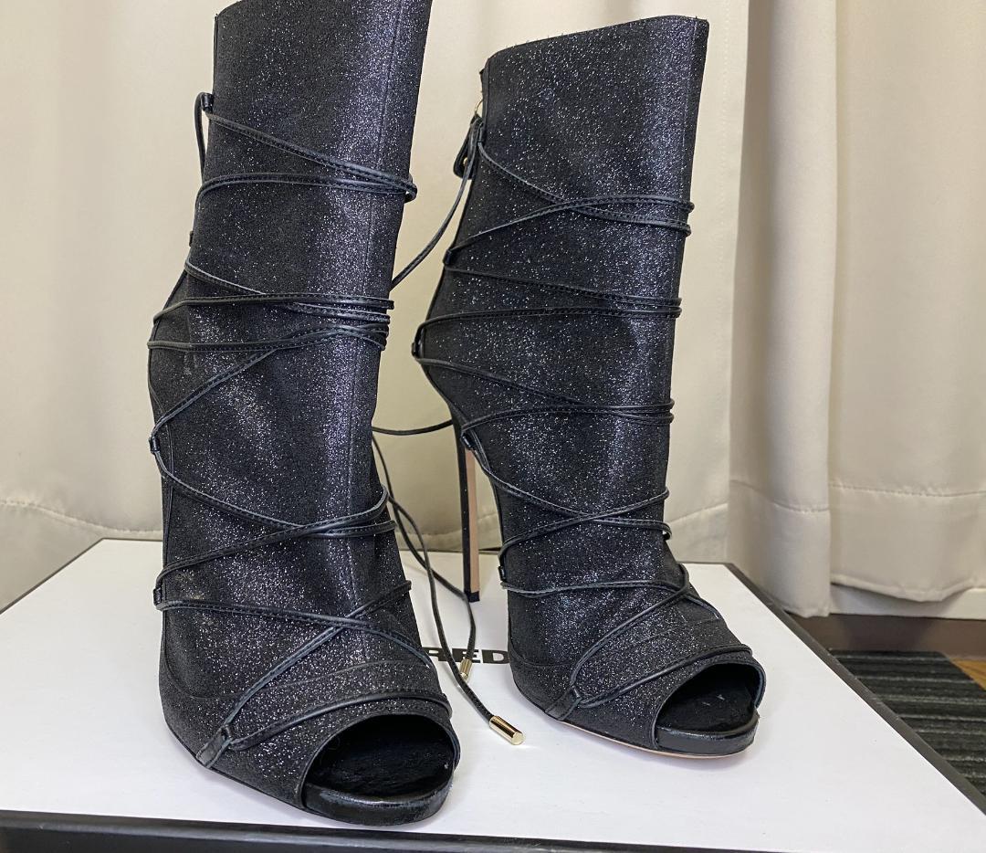 Dsquared2 グリッター レースアップオープントゥブーツ