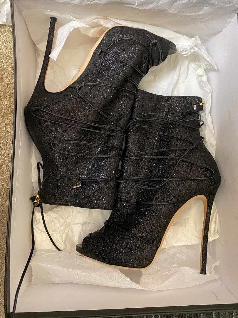 Dsquared2 グリッター レースアップオープントゥブーツ