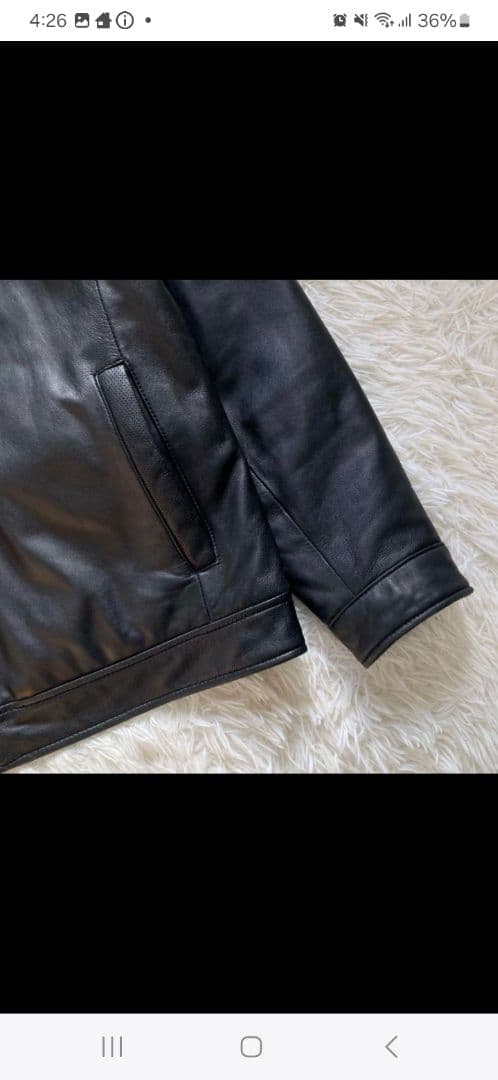 90's✨レザージャケット　本革　ブルゾン　襟付　キムタク　バイク　L ブラック