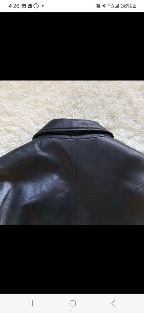 90's✨レザージャケット　本革　ブルゾン　襟付　キムタク　バイク　L ブラック