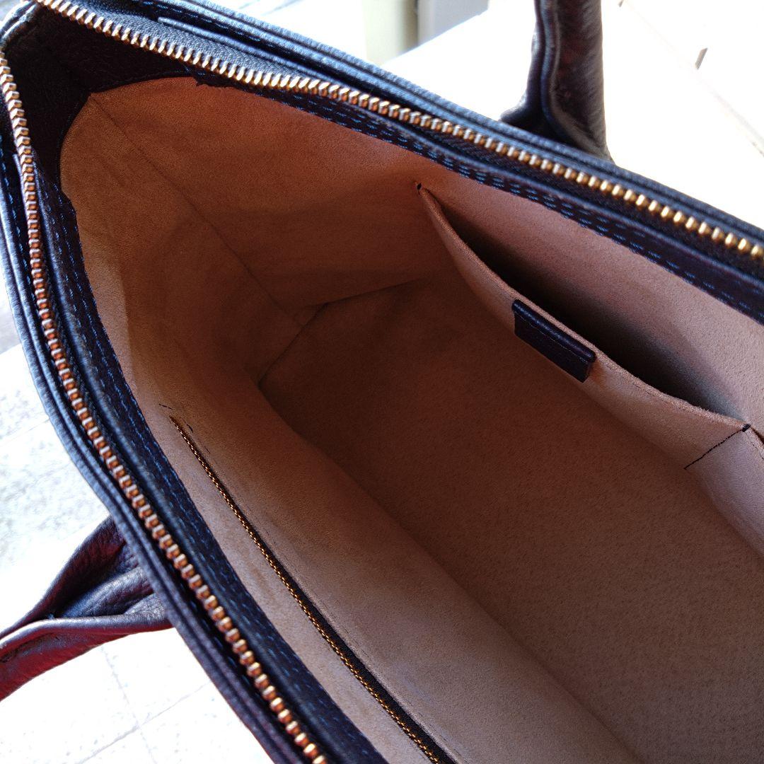 Hush Tug　ハッシュタグ　ビジネストートバッグ　レザー　シボ革　ネイビー