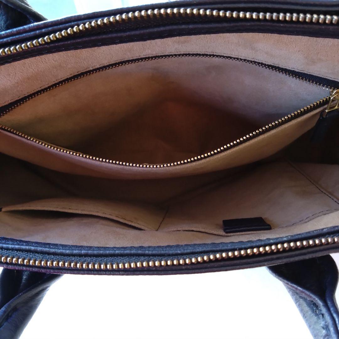 Hush Tug　ハッシュタグ　ビジネストートバッグ　レザー　シボ革　ネイビー