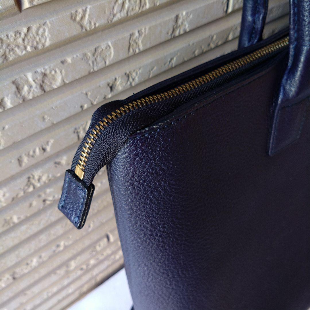 Hush Tug　ハッシュタグ　ビジネストートバッグ　レザー　シボ革　ネイビー