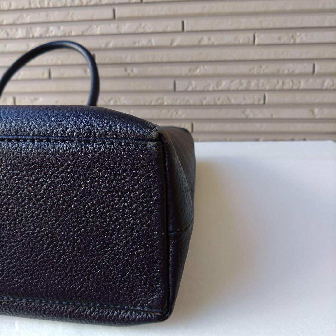 Hush Tug　ハッシュタグ　ビジネストートバッグ　レザー　シボ革　ネイビー