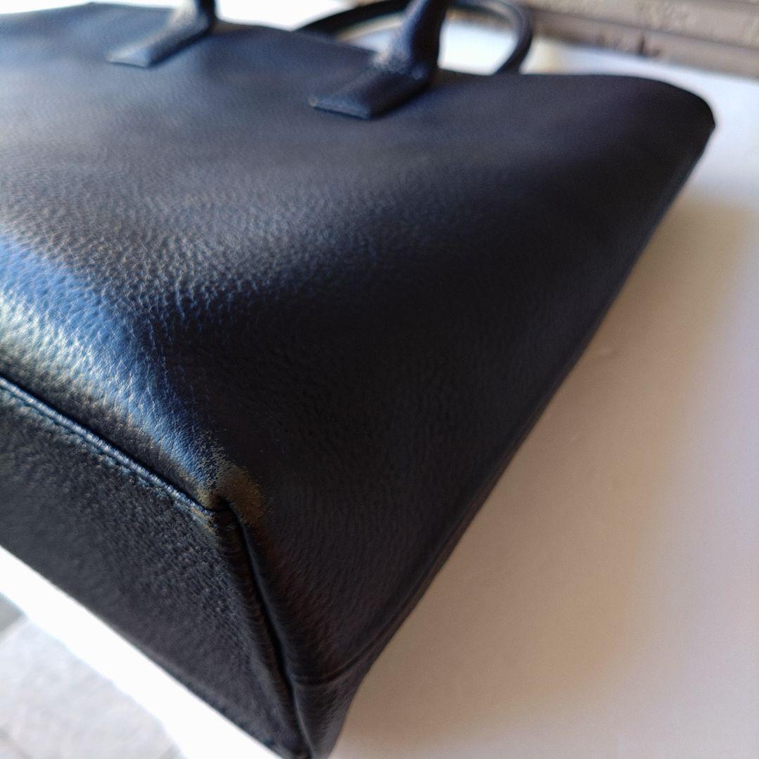 Hush Tug　ハッシュタグ　ビジネストートバッグ　レザー　シボ革　ネイビー