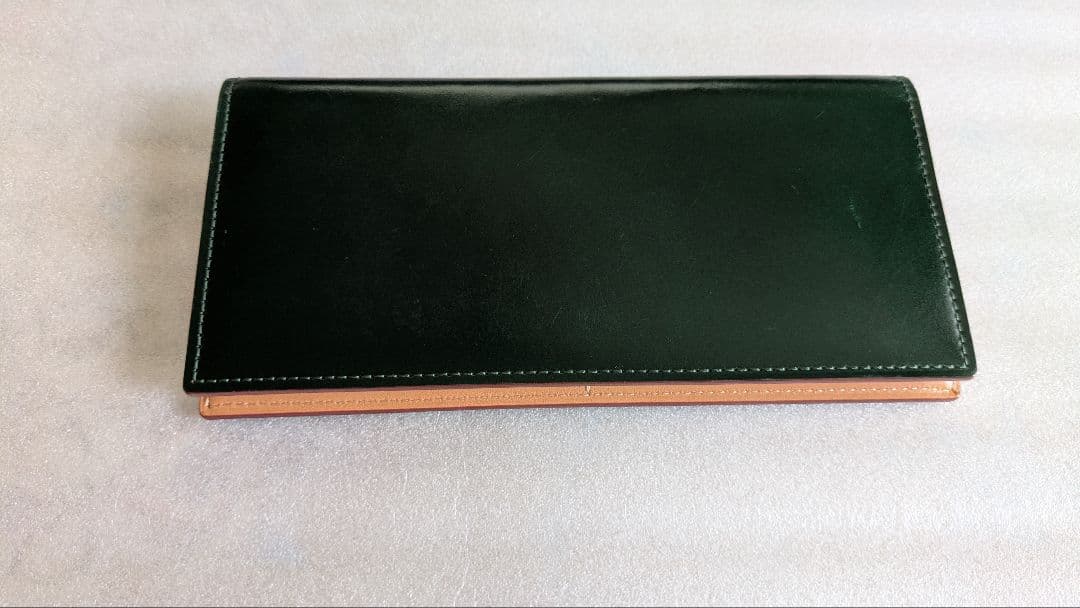 ganzo　コードバン ファスナー小銭入れ付き長財布　ダークグリーン