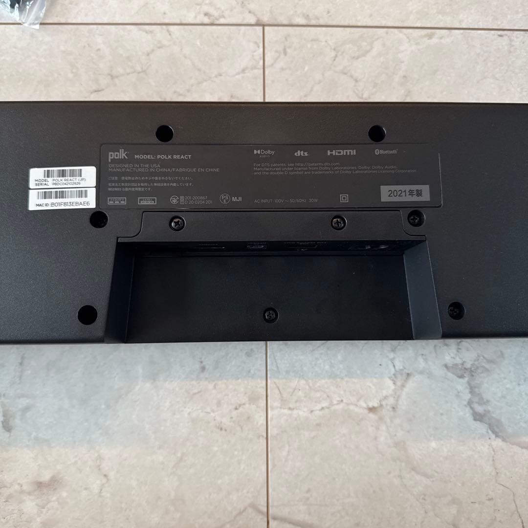 美品 Polk Audio REACT サウンドバー Alexa 搭載