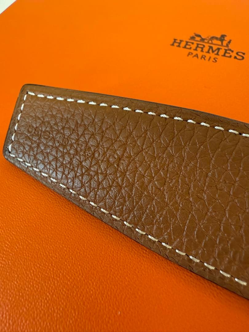 【美品】エルメス H型バックル ブラック／ゴールド リバーシブルレザーベルト