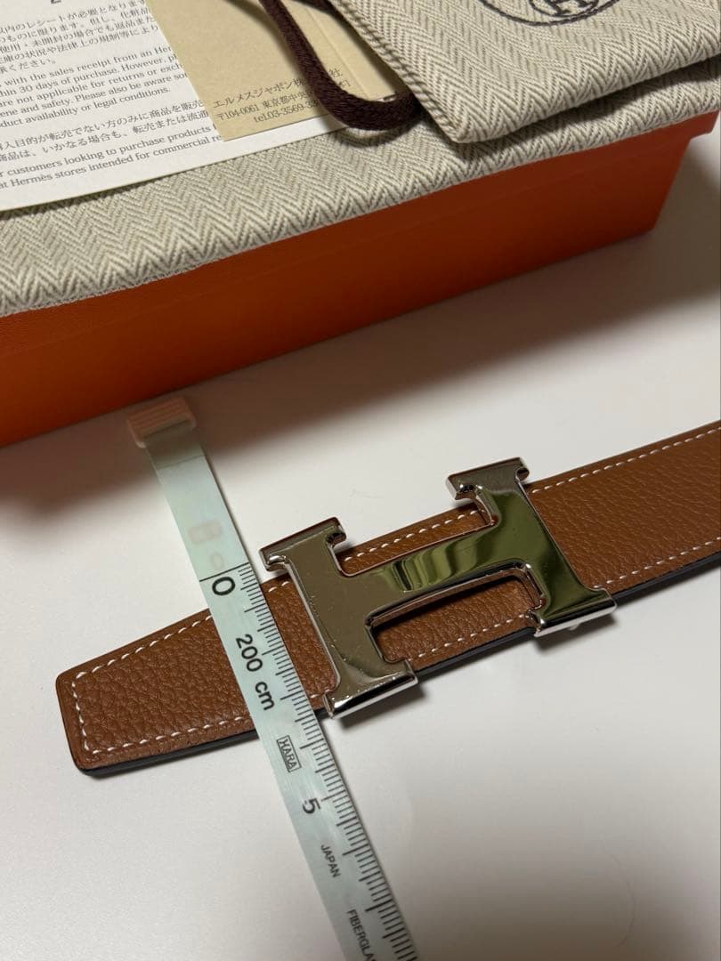 【美品】エルメス H型バックル ブラック／ゴールド リバーシブルレザーベルト