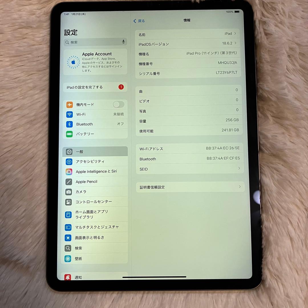 【1/25販売終了】iPad Pro 11 第3世代 256GB 【すぐ発送】