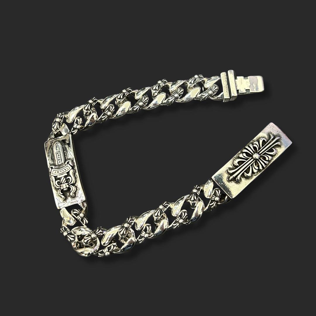 シルバー925 フローラルクロス&ダガー ハーフチェーンブレスレット