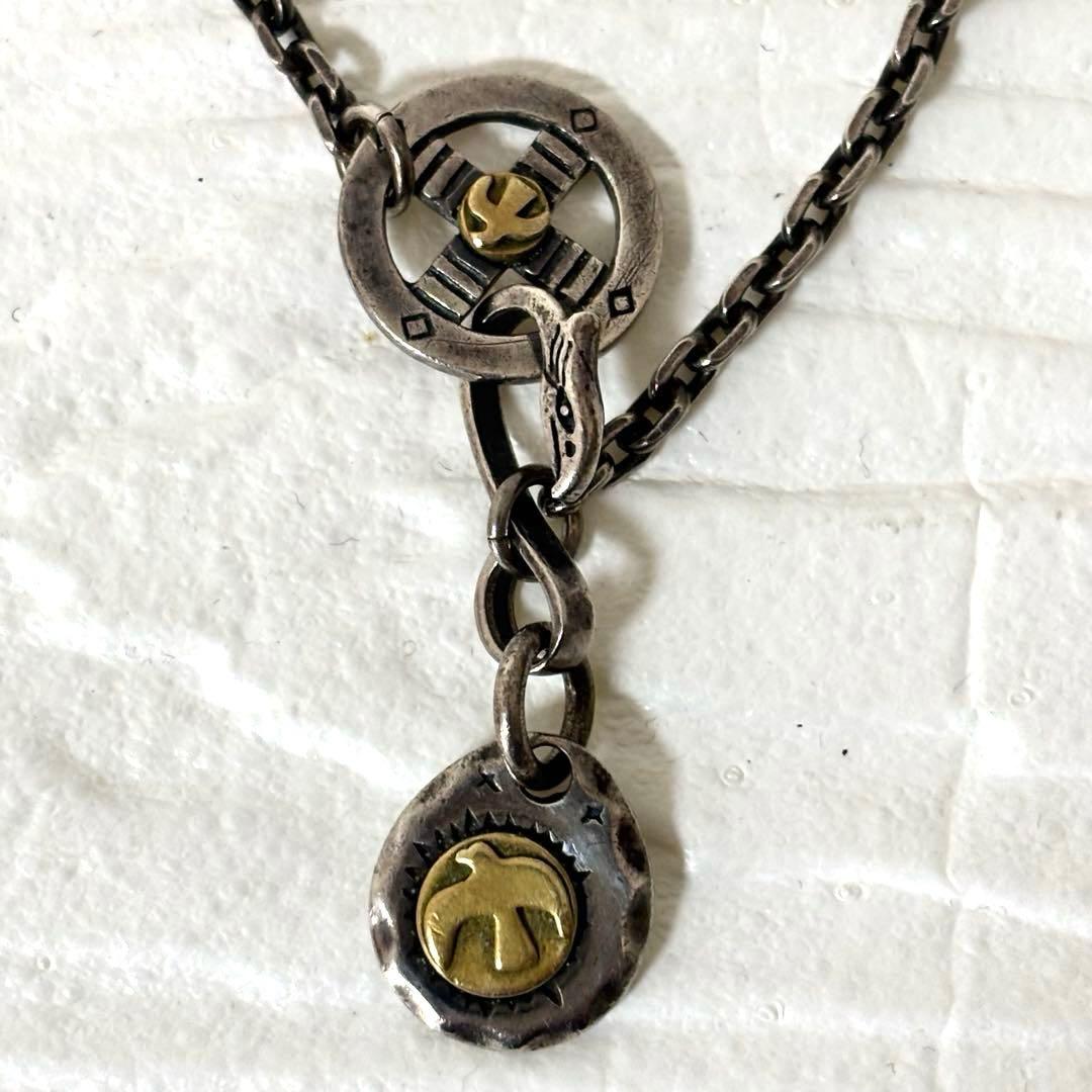 【人気】ゴローズ風シルバーネックレス925 上金 ターコイズ　特大 フェザー