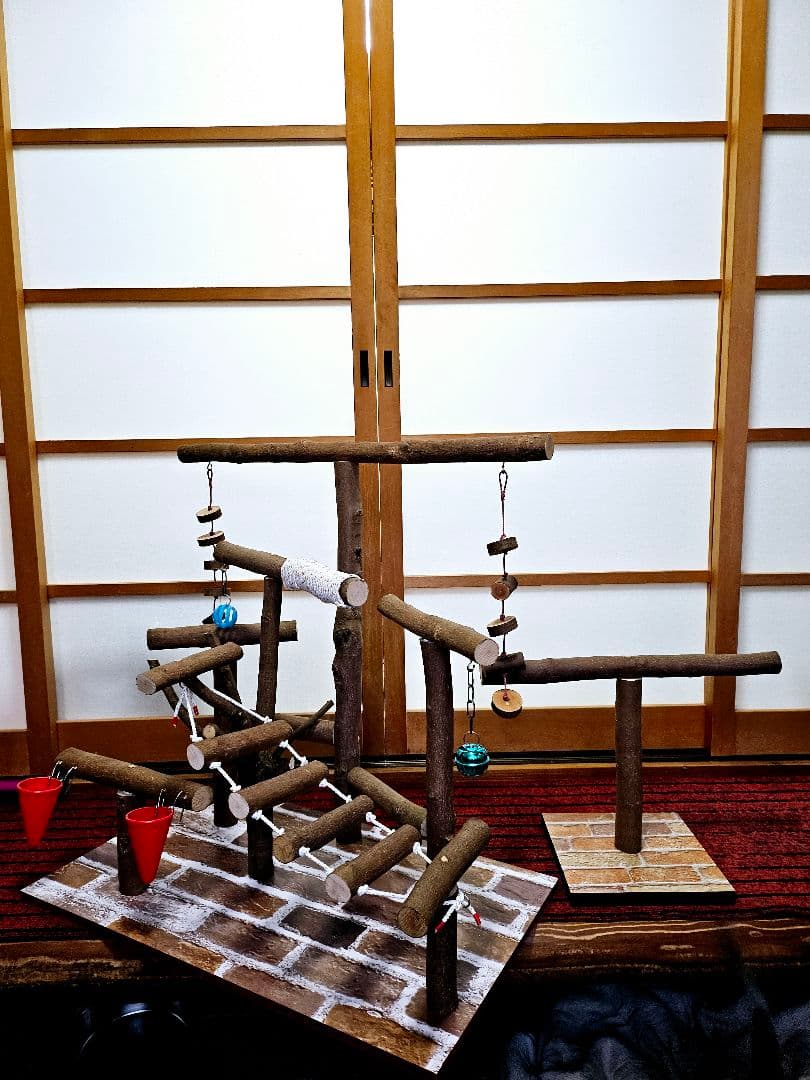 木製鳥用多層スタンド