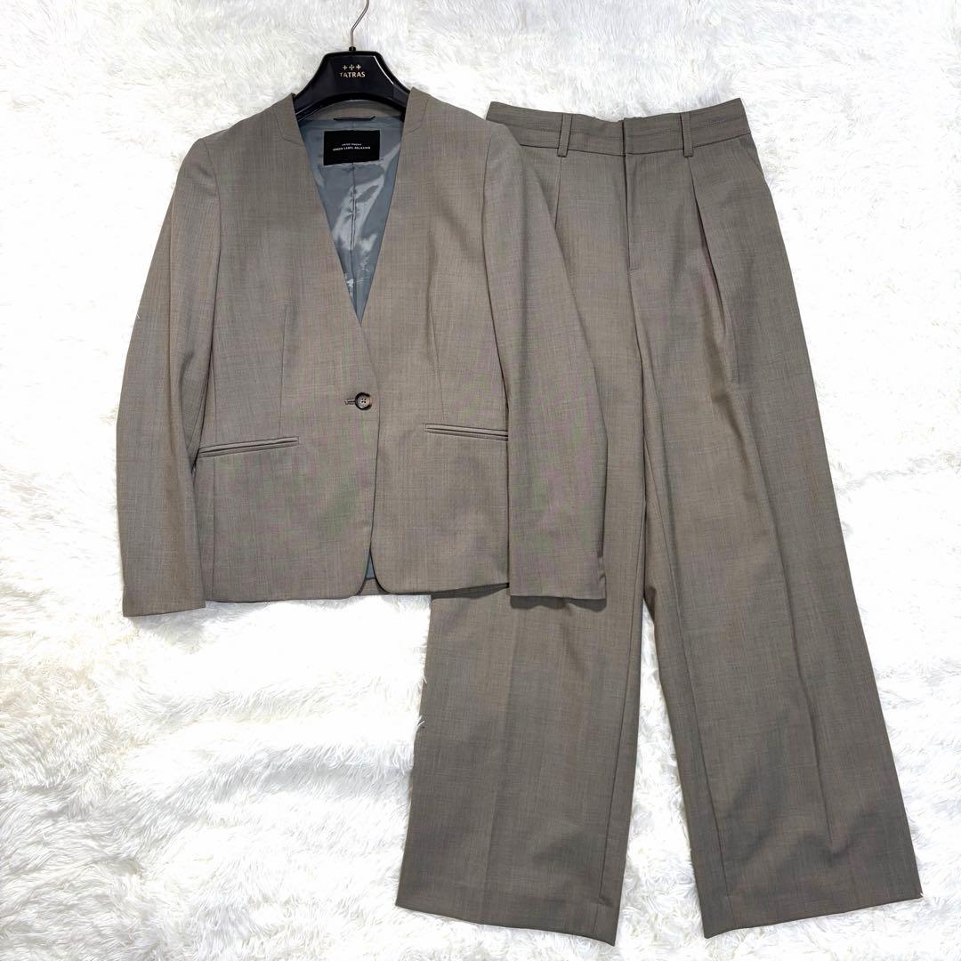 【美品】グリーンレーベルリラクシング カチリラ ノーラペル ワイドパンツ 36