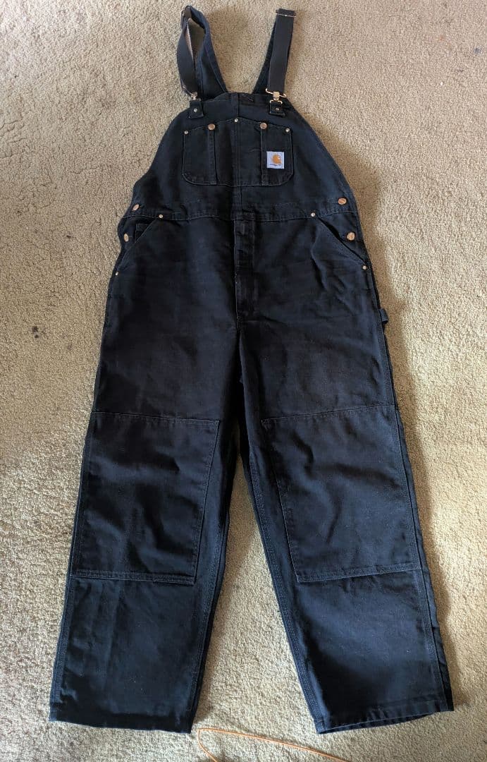Carhartt 黒デニムオーバーオール 42×30
