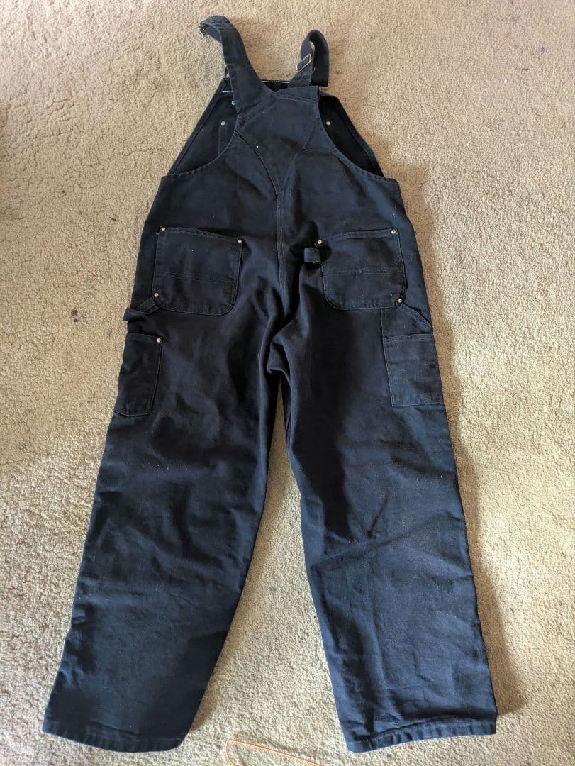 Carhartt 黒デニムオーバーオール 42×30