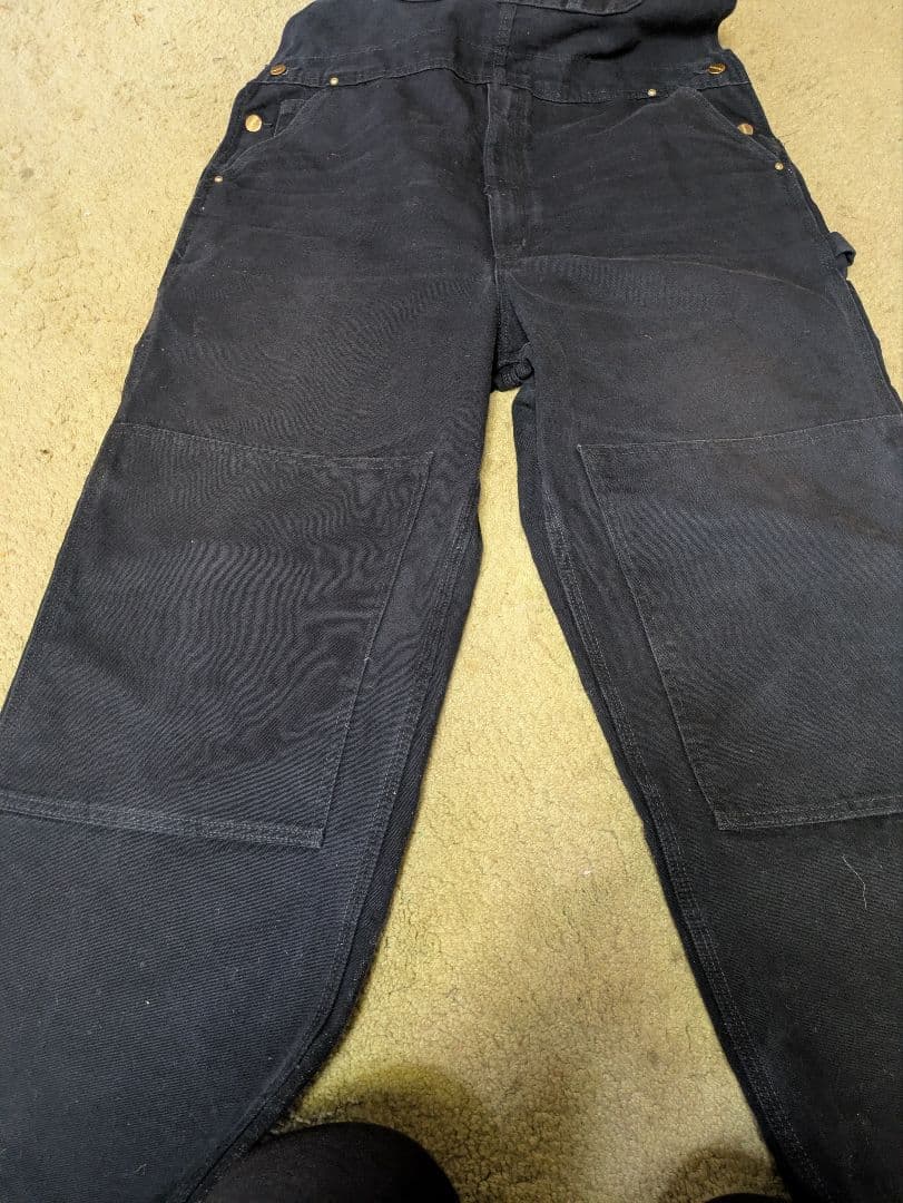 Carhartt 黒デニムオーバーオール 42×30