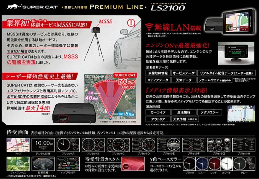 SUPERCATレーザー&レーダー探知機 PREMIUM LINE LS2100