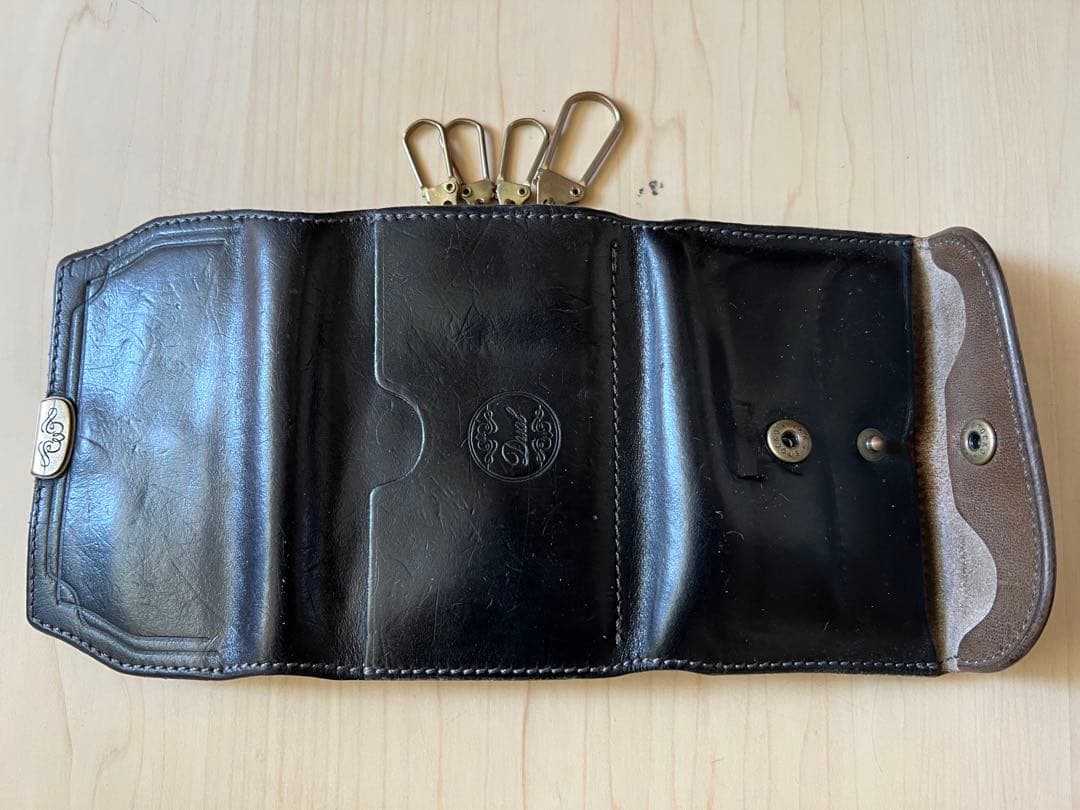 三つ折り財布兼キーケース　池之端銀革店　Dual ブラック