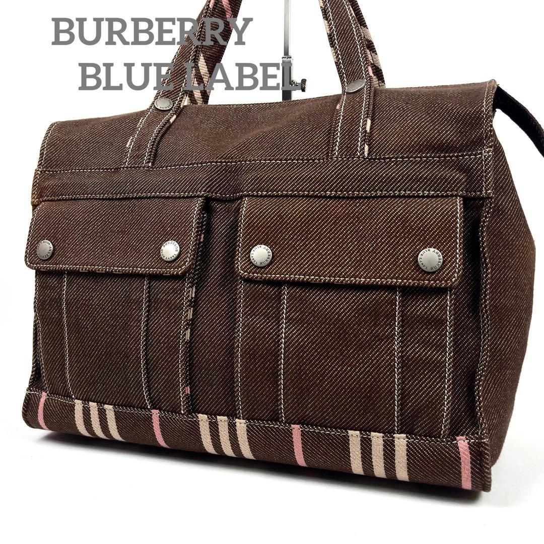 バーバリーブルーレーベル　ミニボストンバッグ　ホースロゴ　キャンバス　極美品