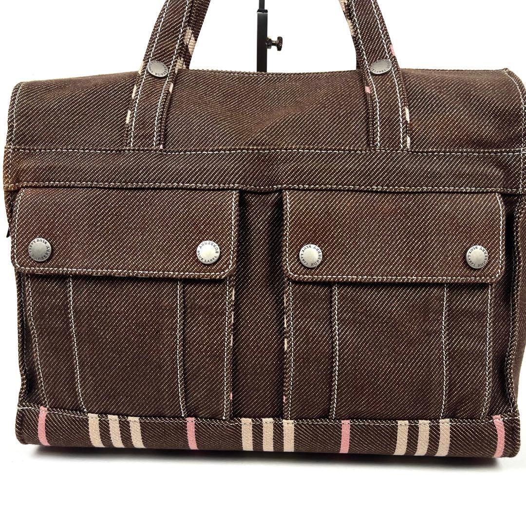 バーバリーブルーレーベル　ミニボストンバッグ　ホースロゴ　キャンバス　極美品