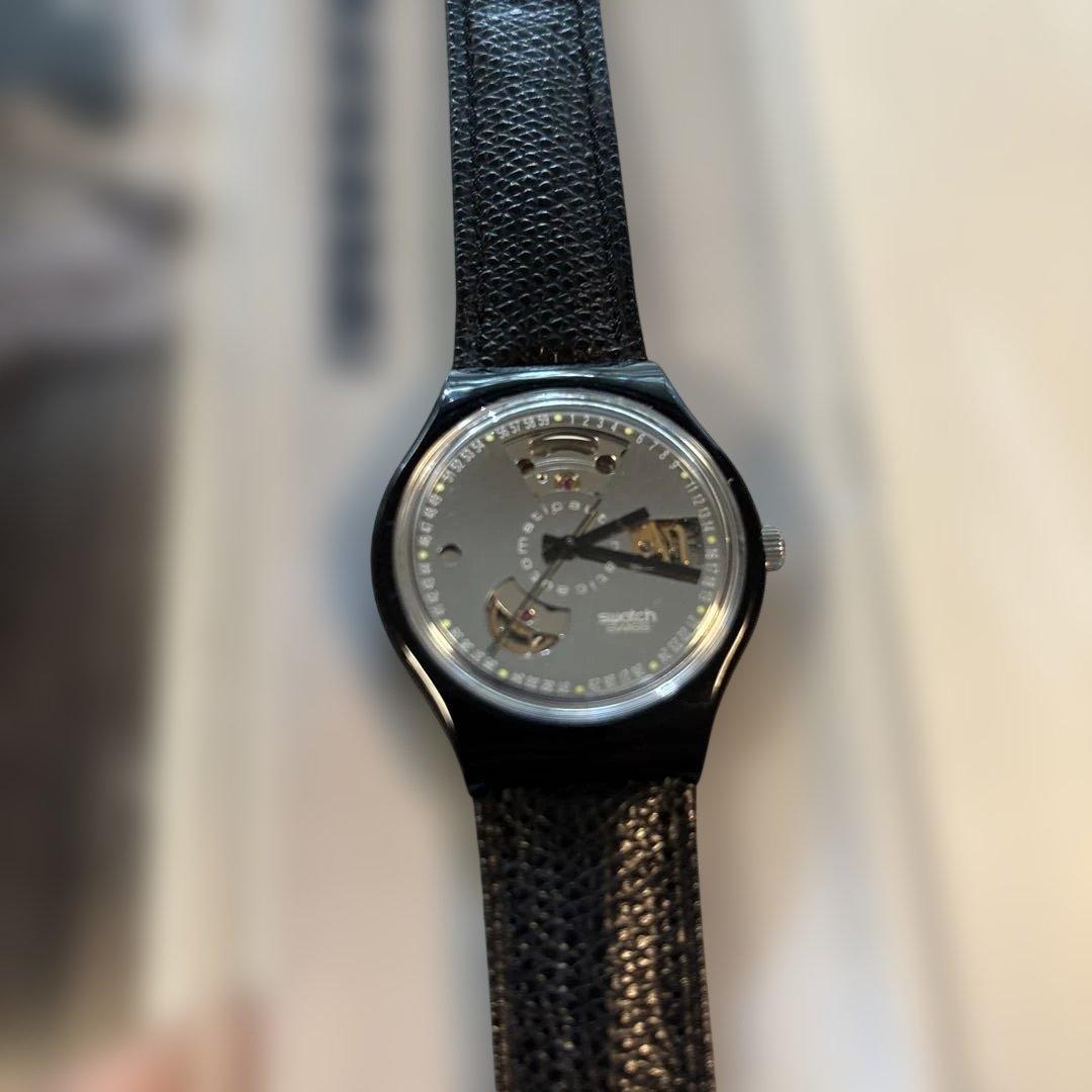 Swatch 自動巻き ブラック 時計 ほぼ未使用