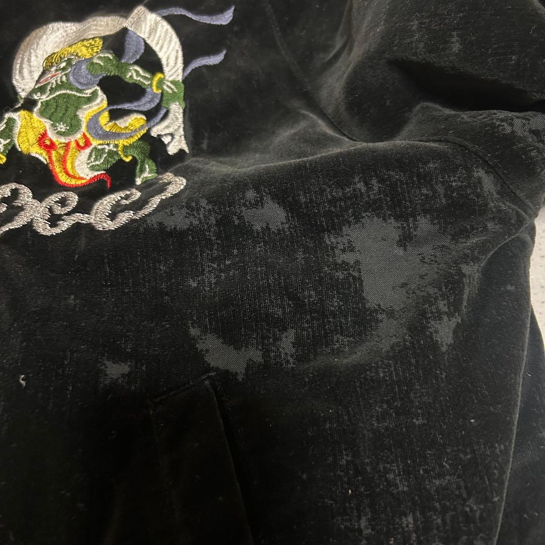 風神雷神　黒 スカジャン　龍 横須賀 日本製　hoshihime
