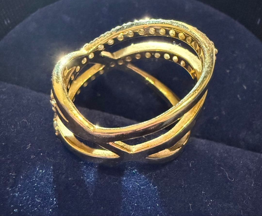 K18 イエローゴールド ダイヤモンド リング 二連風 約12号