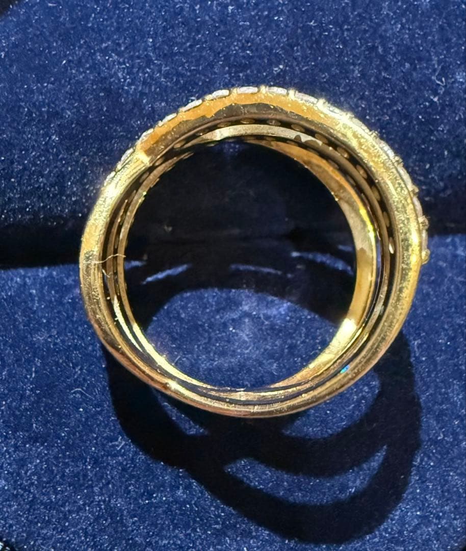 K18 イエローゴールド ダイヤモンド リング 二連風 約12号