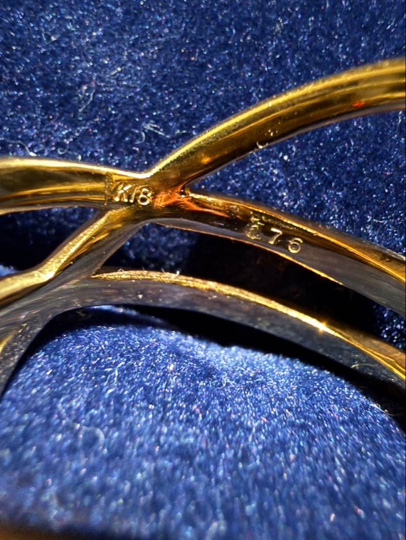 K18 イエローゴールド ダイヤモンド リング 二連風 約12号