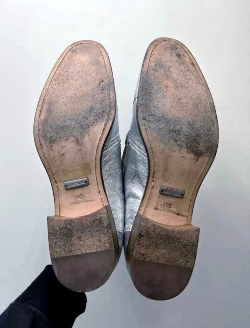 DIESEL シルバー ローファー ブーツ