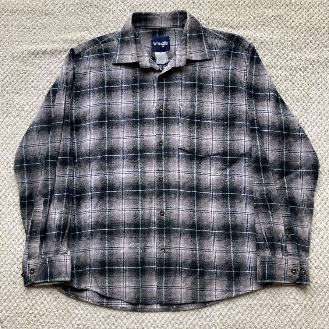 90s 白 黒 オンブレ ネルシャツ 50s 60s レーヨン ファイブブラザー