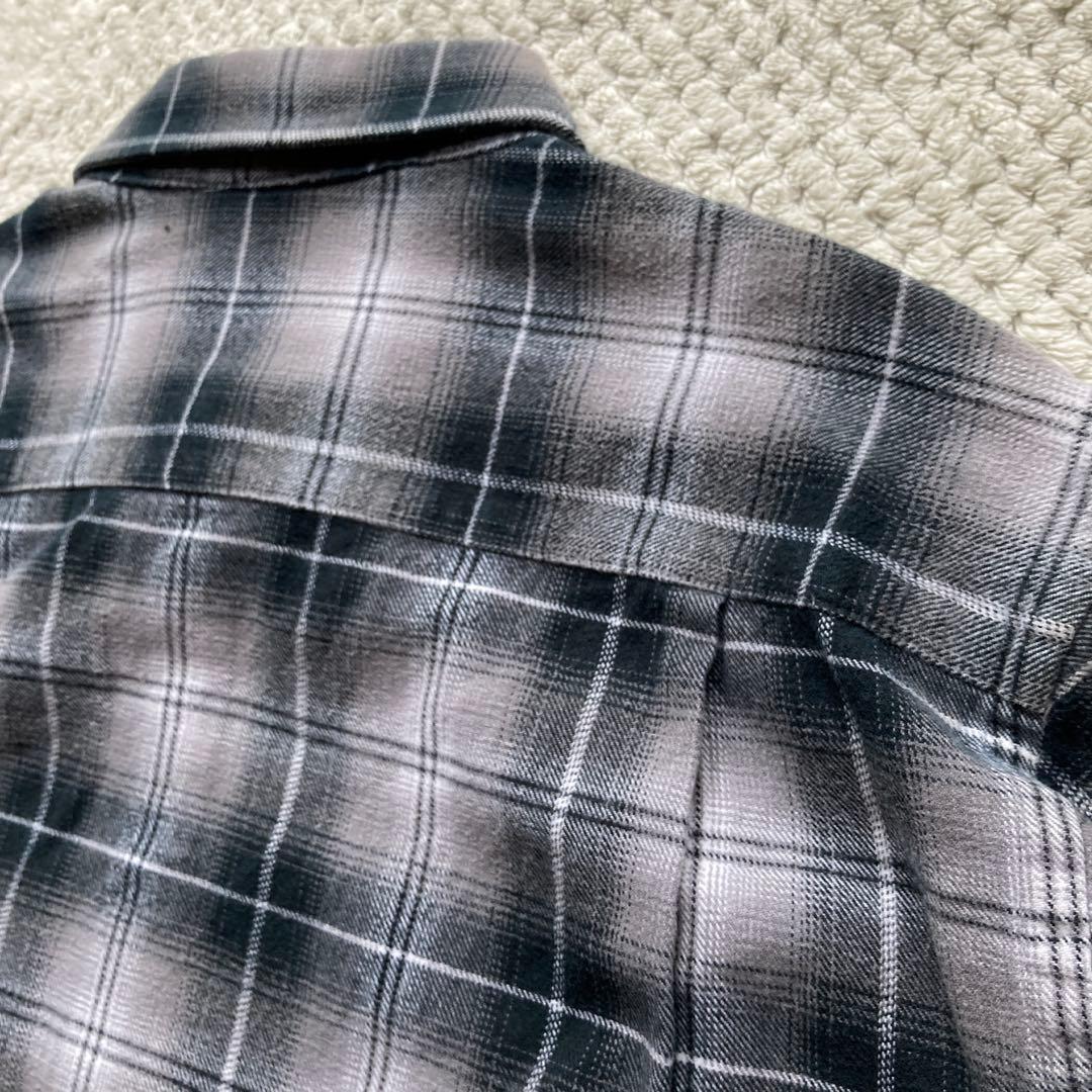 90s 白 黒 オンブレ ネルシャツ 50s 60s レーヨン ファイブブラザー