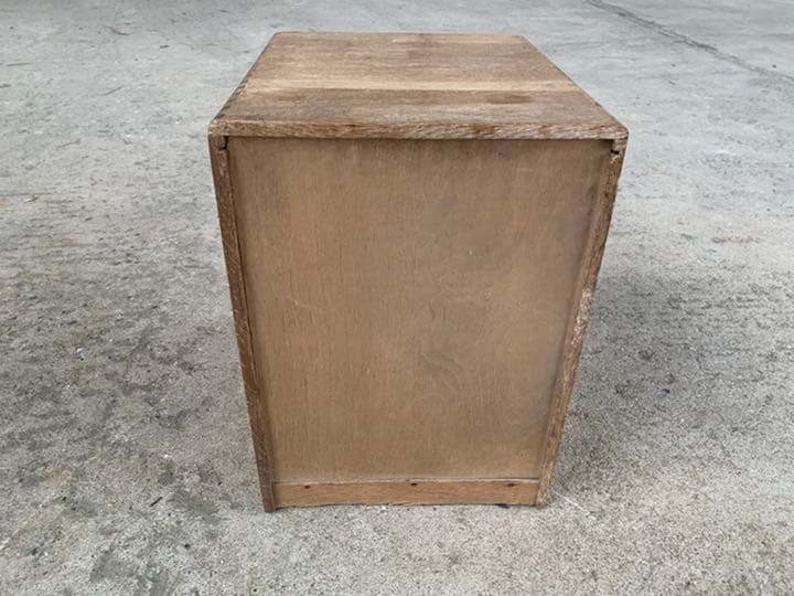 アンティーク 木製 モールガラス 5段小引出し 古道具