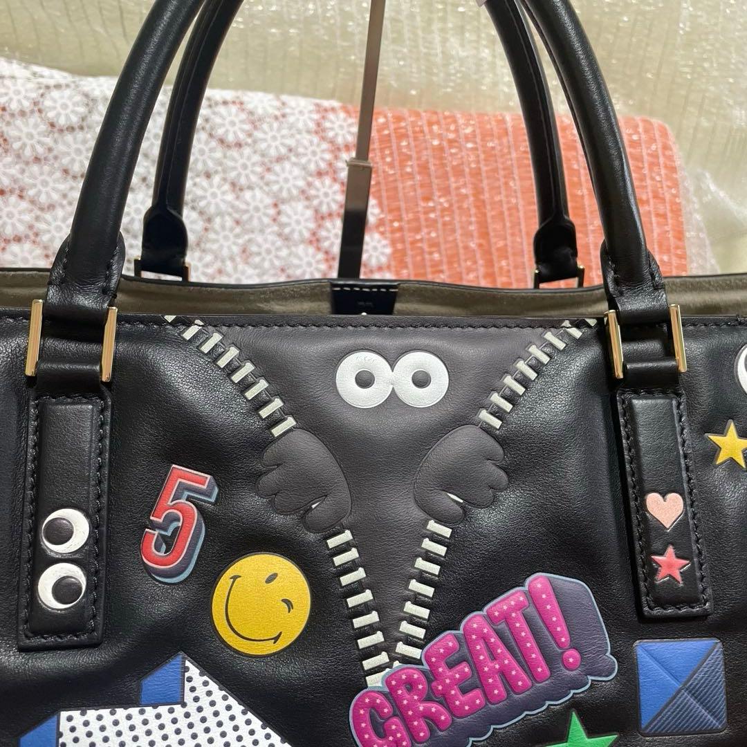 超美品アニヤハインドマーチ　ステッカーズトートバッグ