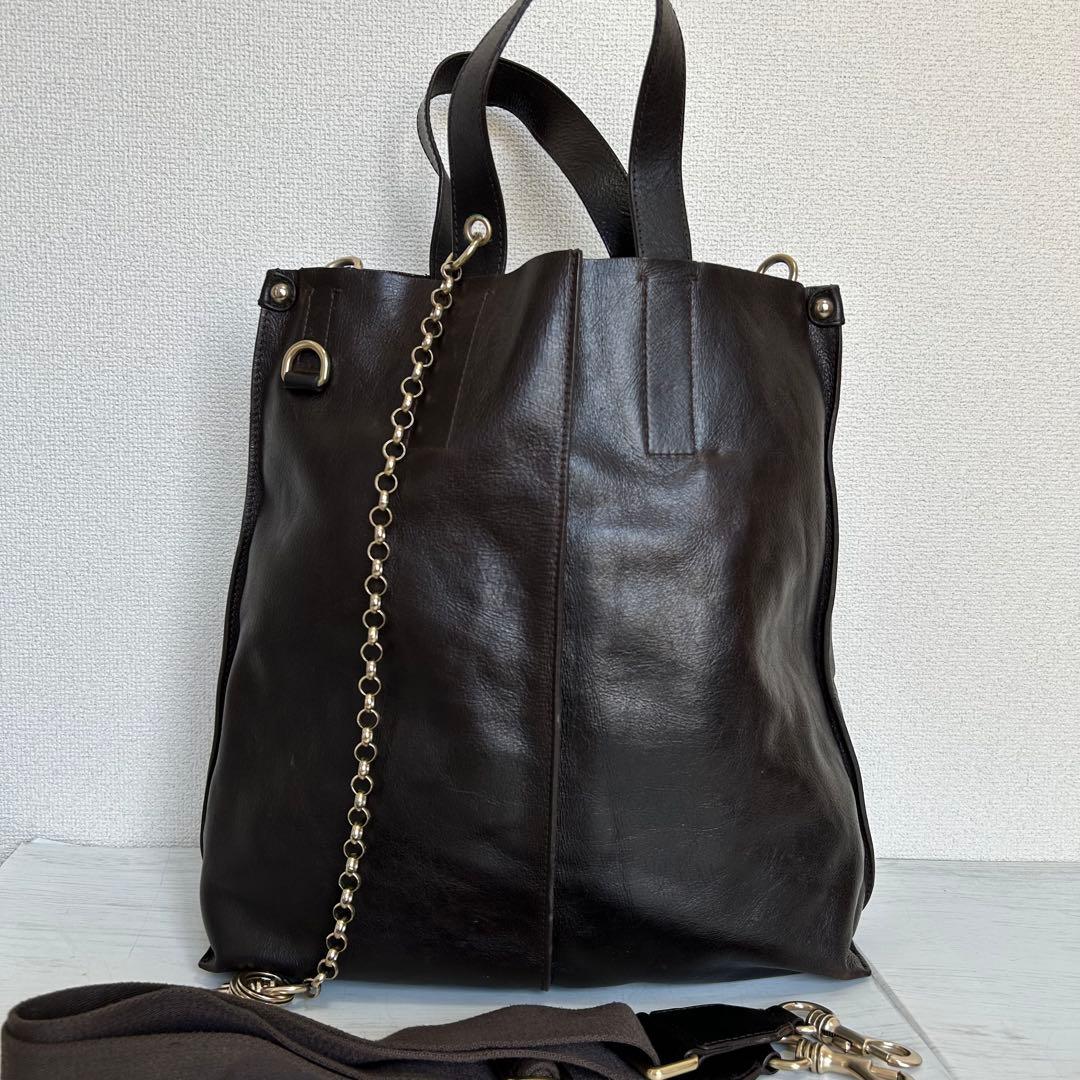 D&G オールレザー メンズ トートバッグ ショルダーバッグ ヴィンテージ 牛革