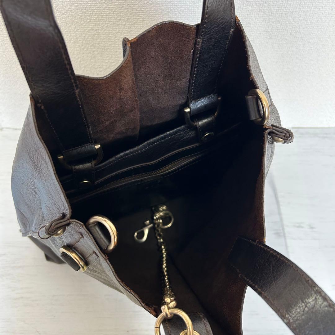 D&G オールレザー メンズ トートバッグ ショルダーバッグ ヴィンテージ 牛革