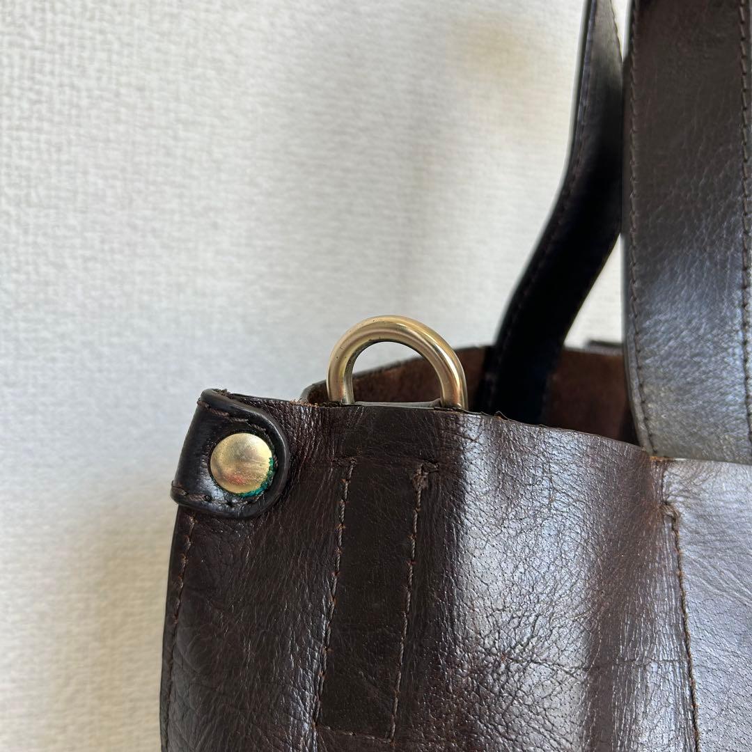 D&G オールレザー メンズ トートバッグ ショルダーバッグ ヴィンテージ 牛革