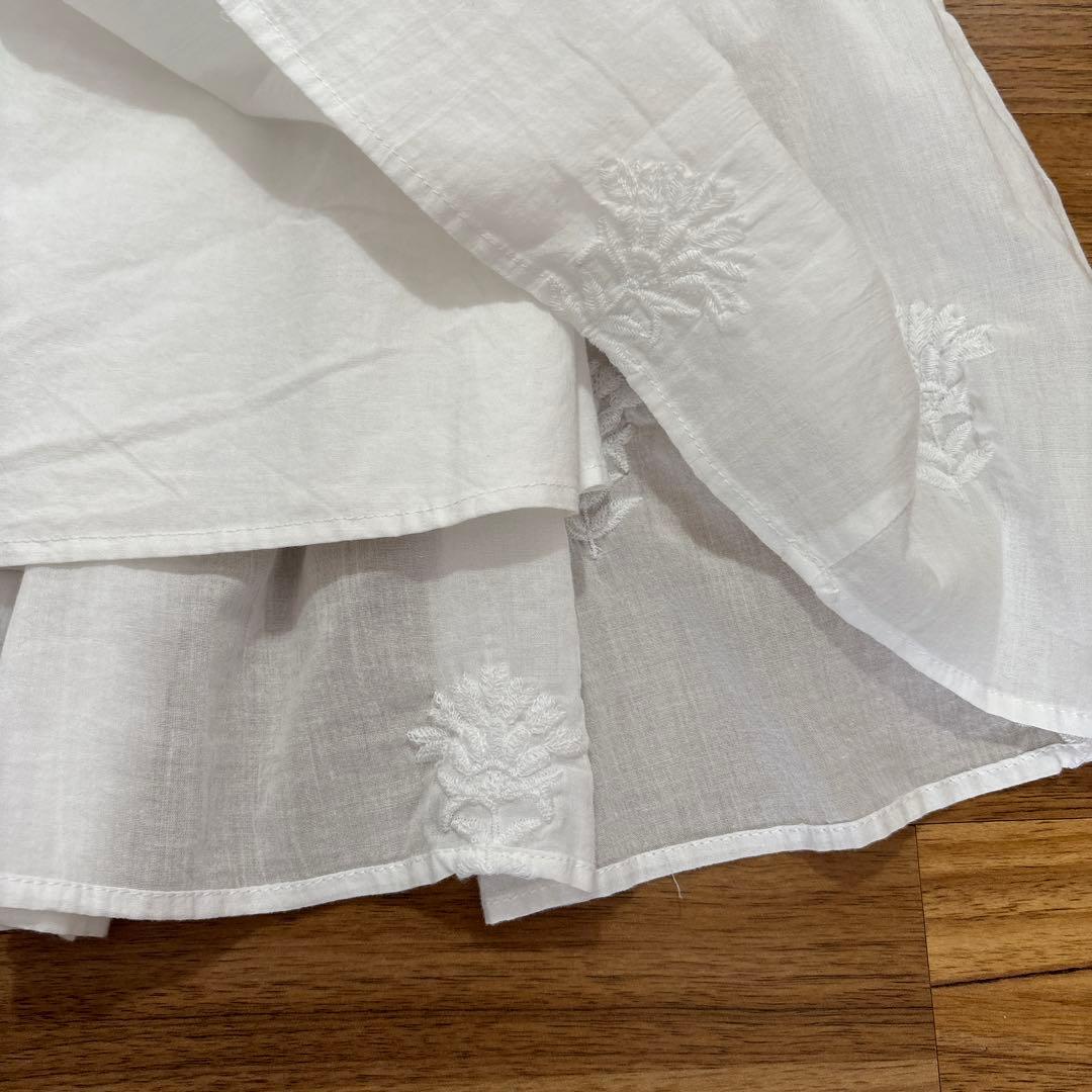 【新品未使用】コットンボイルエンブロイダーティアードスカート