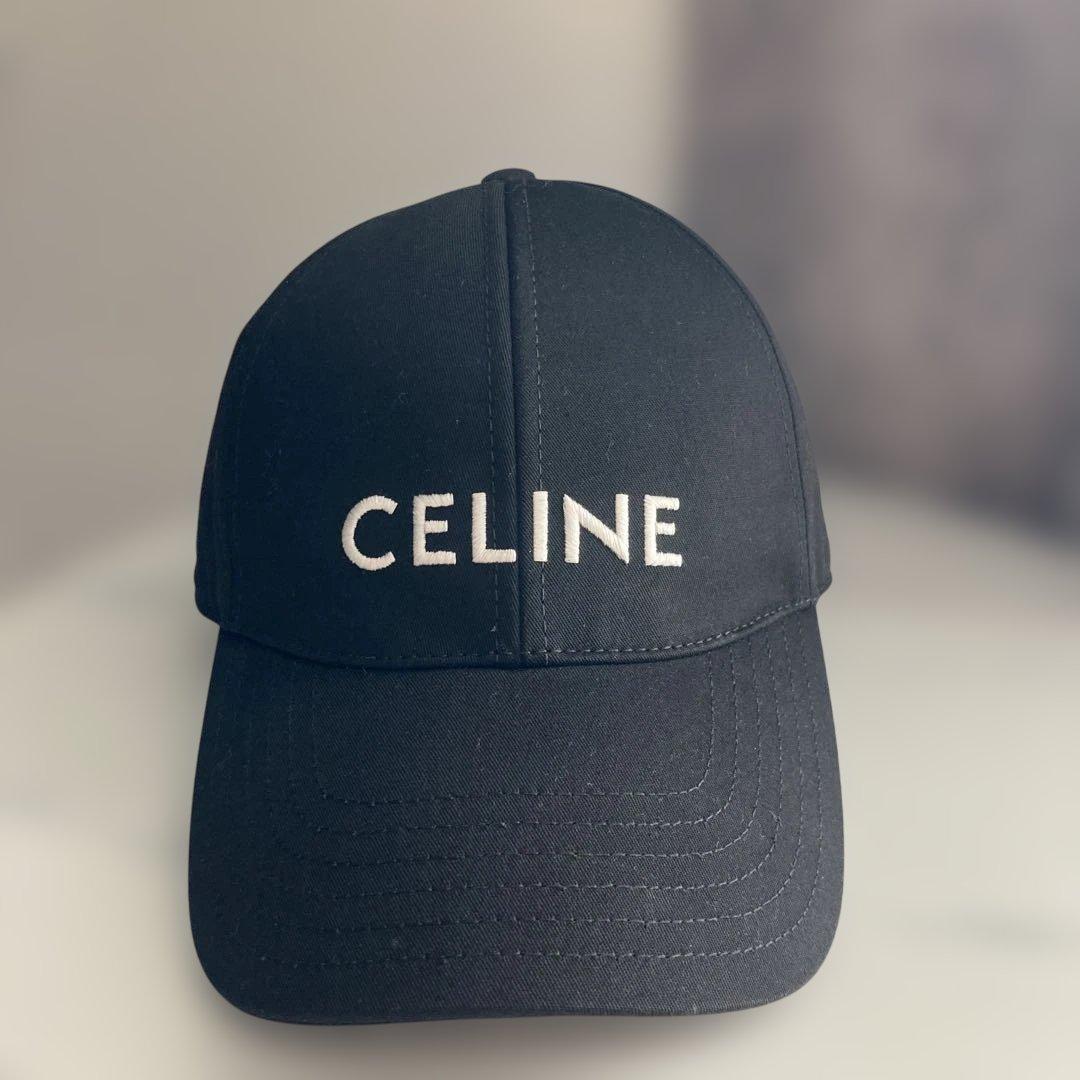 CELINE セリーヌ　ベースボールキャップ　ドリルコットン　M セリーヌロゴ