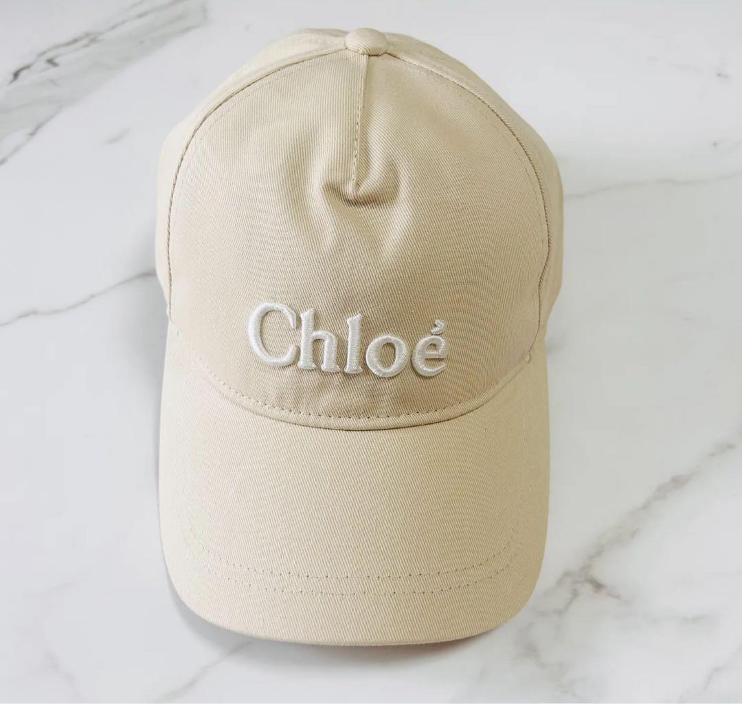 Chloé ベージュ刺繍ロゴキャップ58cm