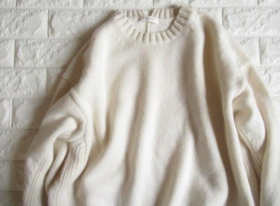 トゥモローランド マカフィー 上質 ラムカシミヤ オーバーサイズルーズニット 白
