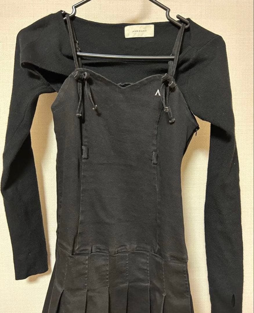 ANDMARY ブラック ミニワンピース 長袖