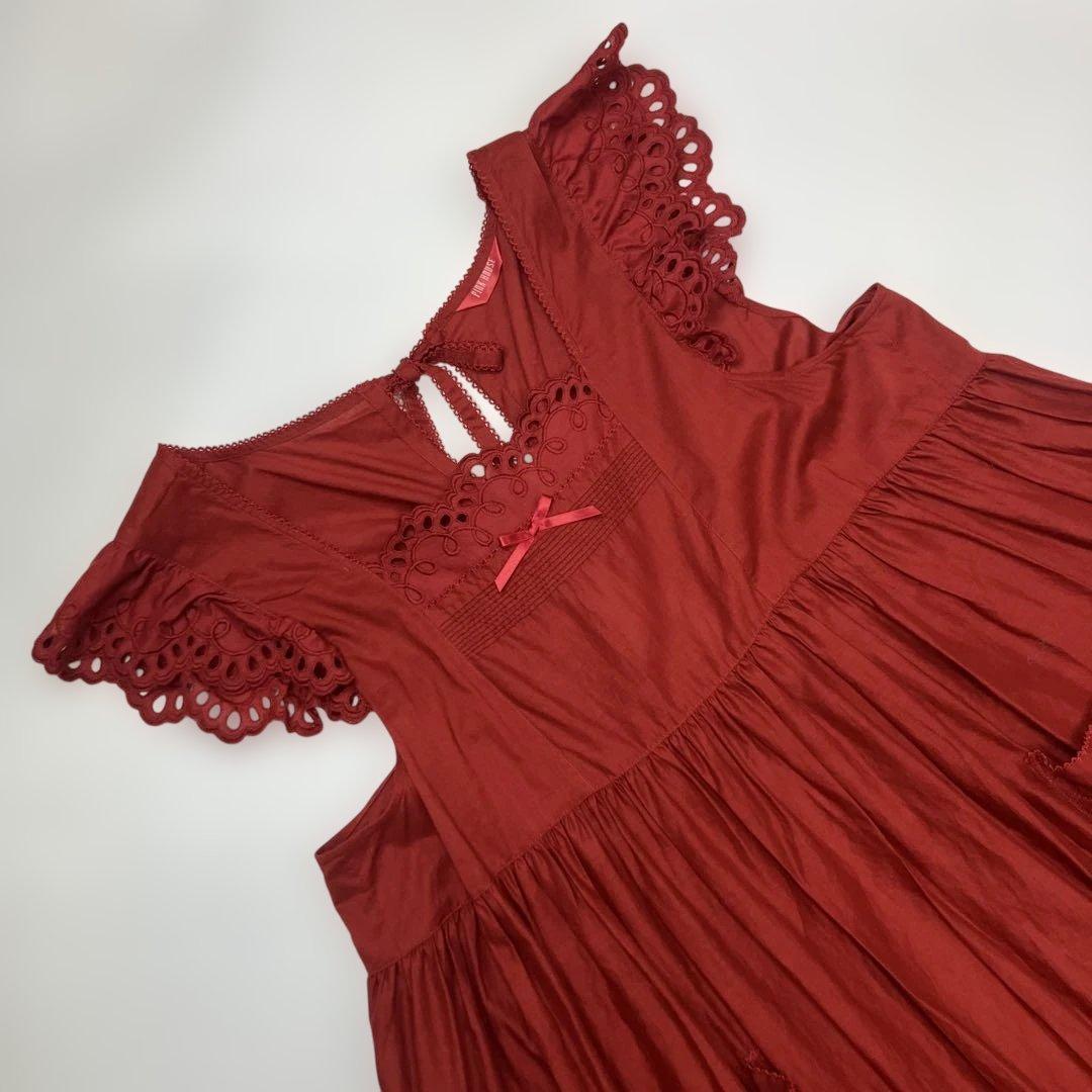 【美品】ピンクハウス 赤 豪華綿ローンタブリエ/2024年 春