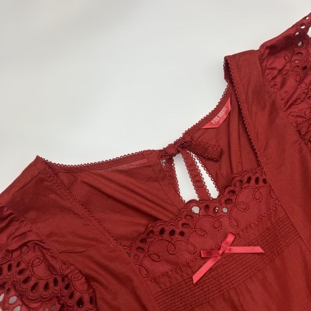 【美品】ピンクハウス 赤 豪華綿ローンタブリエ/2024年 春