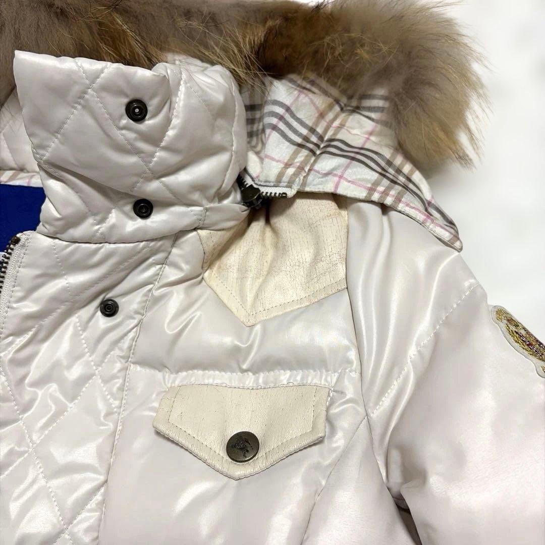 バーバリーブルーレーベル　ダウンコート　M ノバチェック　ホワイトピンク　ベルト