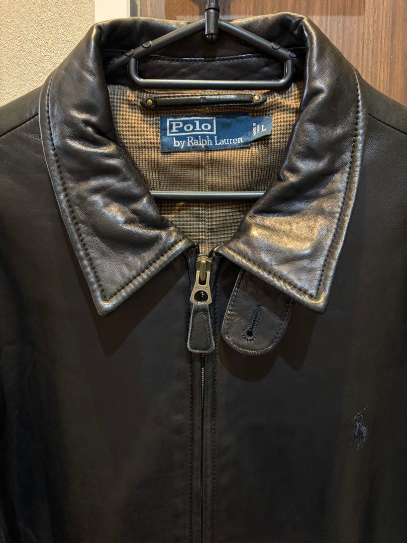 超スペシャル 90s ラルフローレン レザー スイングトップ ジャケット L 黒
